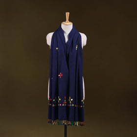 Blue - kutch handwoven mirror work acrylic wool shawl 133