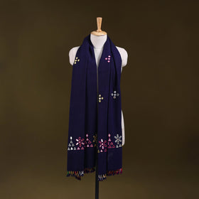 Blue - kutch handwoven mirror work acrylic wool shawl 134