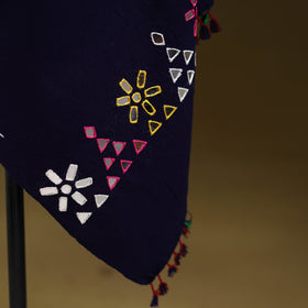 Blue - kutch handwoven mirror work acrylic wool shawl 134