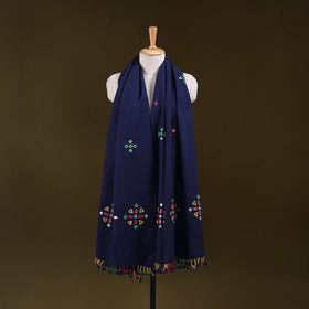 Blue - kutch handwoven mirror work acrylic wool shawl 136