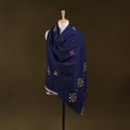 Blue - kutch handwoven mirror work acrylic wool shawl 136
