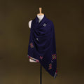 Blue - kutch handwoven mirror work acrylic wool shawl 137