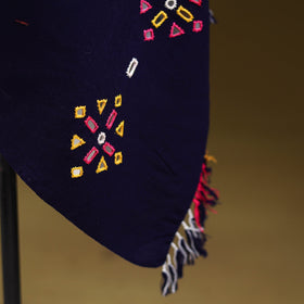 Blue - kutch handwoven mirror work acrylic wool shawl 137