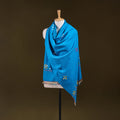 Blue - kutch handwoven mirror work acrylic wool shawl 141
