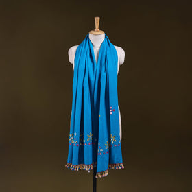 Blue - kutch handwoven mirror work acrylic wool shawl 141