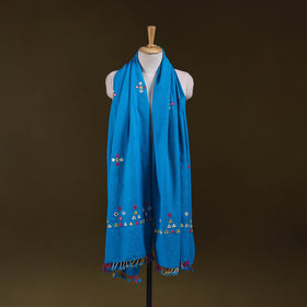 Blue - kutch handwoven mirror work acrylic wool shawl 142