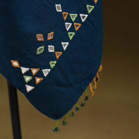 Blue - kutch handwoven mirror work acrylic wool shawl 149