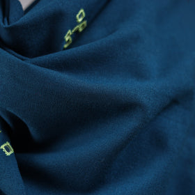 Blue - kutch handwoven mirror work acrylic wool shawl 149