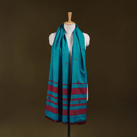 Blue - kutch handwoven mirror work acrylic wool shawl 169