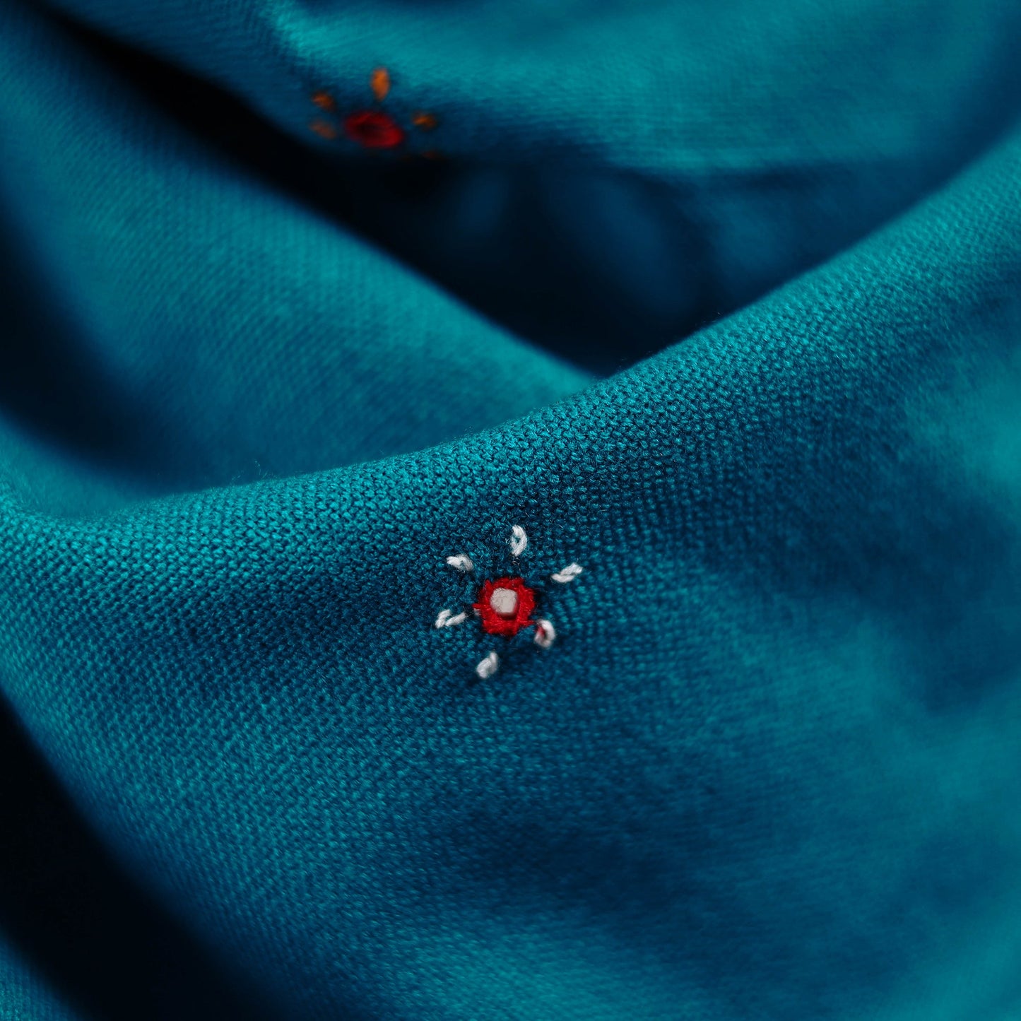 Blue - kutch handwoven mirror work acrylic wool shawl 169