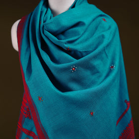 Blue - kutch handwoven mirror work acrylic wool shawl 169