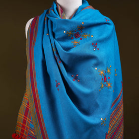 Blue - kutch bhujodi handwoven mirror work acrylic wool
