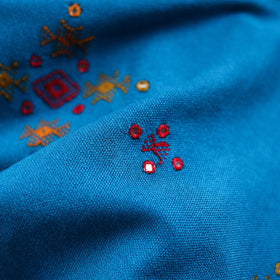 Blue - kutch bhujodi handwoven mirror work acrylic wool