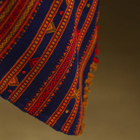 Kutch bhujodi handwoven mirror work acrylic wool shawl 97