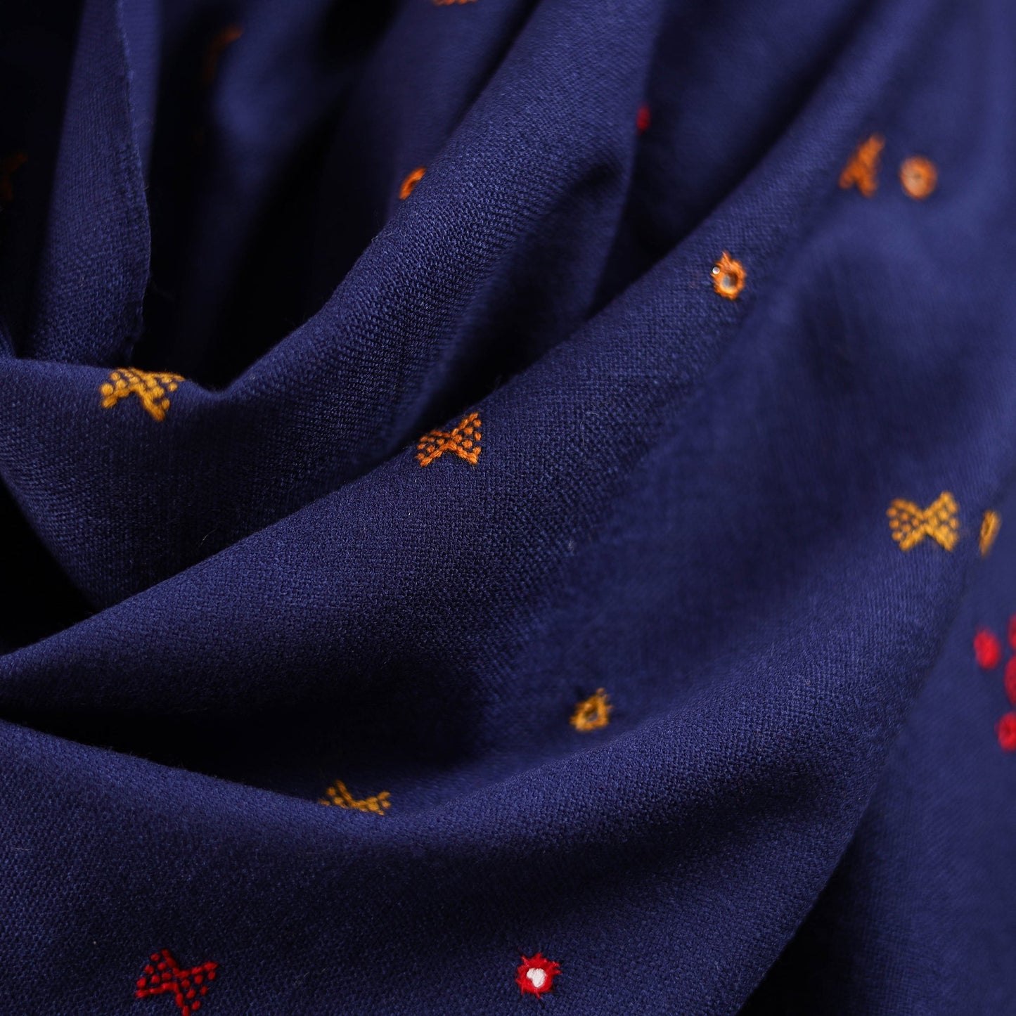 Kutch bhujodi handwoven mirror work acrylic wool shawl 97