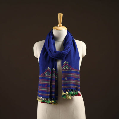 Kutch handwoven mirror work merino wool embroidered stole