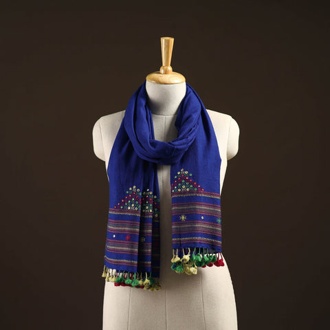 Kutch handwoven mirror work merino wool embroidered stole