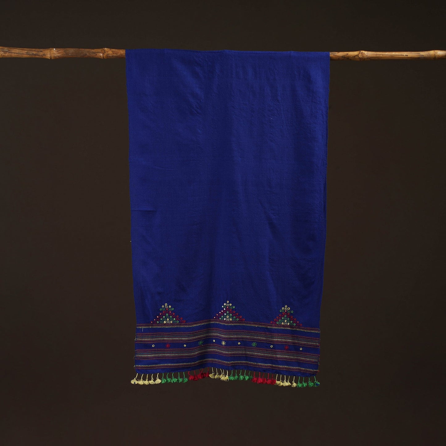 Kutch handwoven mirror work merino wool embroidered stole