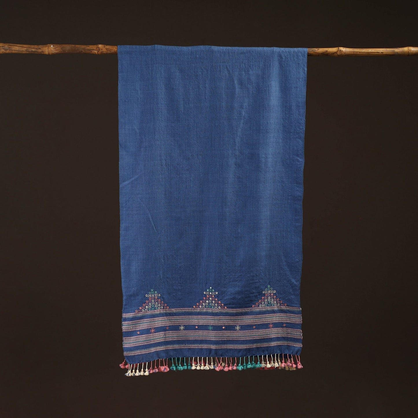 Kutch handwoven mirror work merino wool embroidered stole