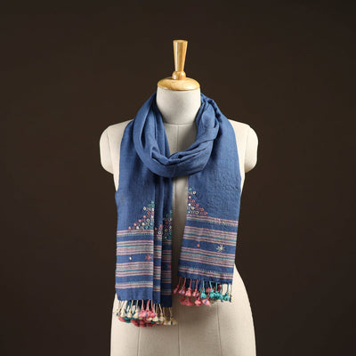 Kutch handwoven mirror work merino wool embroidered stole