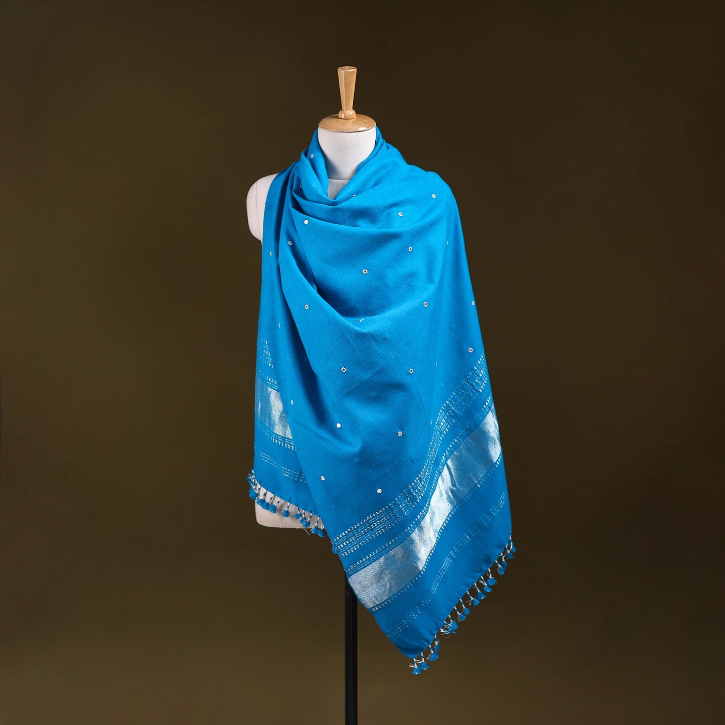Blue - kutch handwoven zari & mirror work acrylic wool