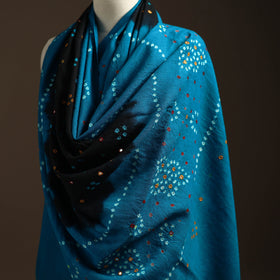 Kutch mirror work handwoven bandhani bagida woolen shawl 05