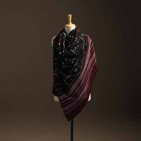 Kutch mirror work handwoven bandhani bagida woolen shawl 16