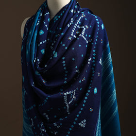 Kutch mirror work handwoven bandhani bagida woolen shawl 17