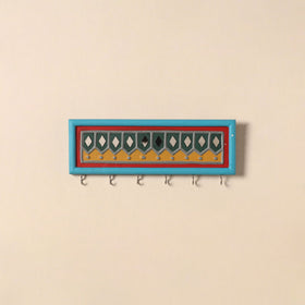 Kutch mud mirror work lippan art key holder (4 x 12 in) 15