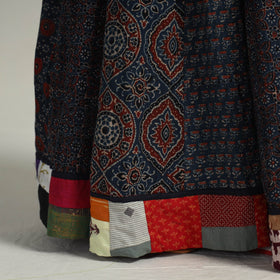 Buy Blue Kutch Block Printed 24 Kali Cotton Long Skirt