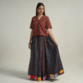 Buy Blue Kutch Block Printed 24 Kali Cotton Long Skirt