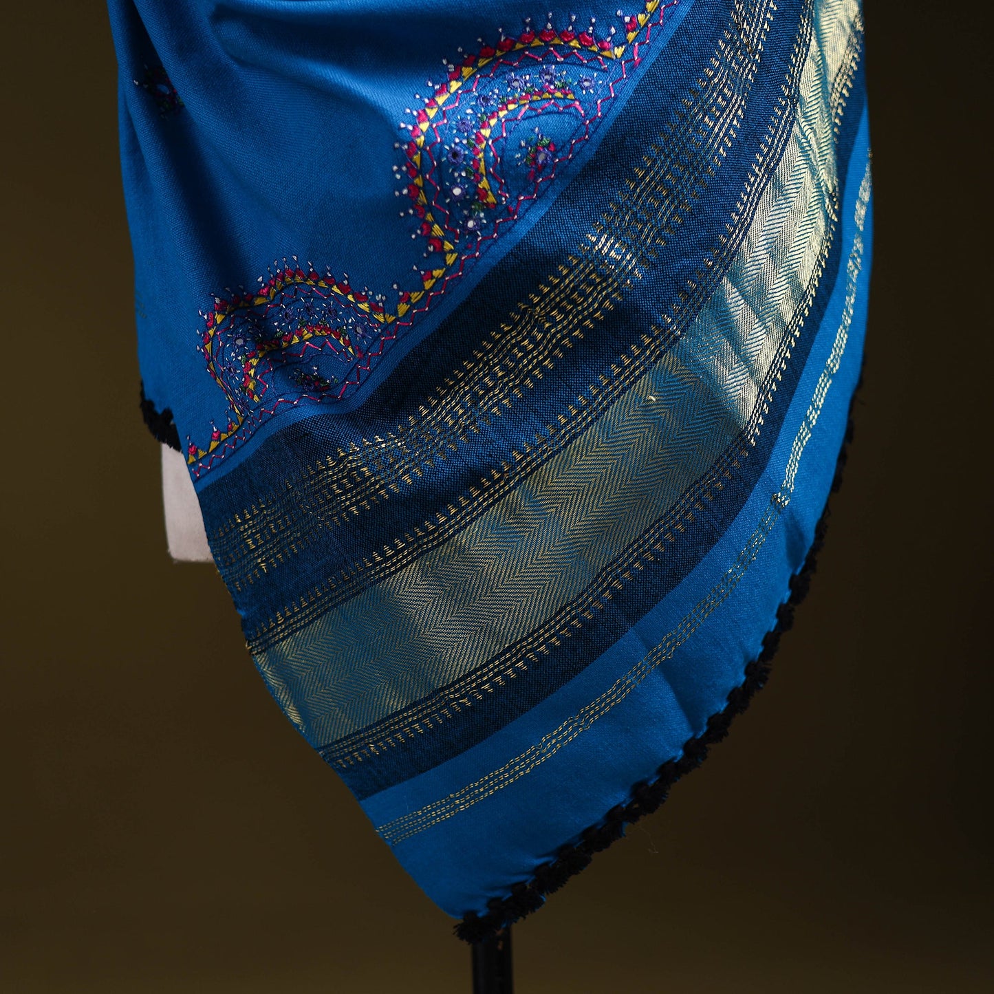 Blue - kutch neran hand embroidery mirror work woollen