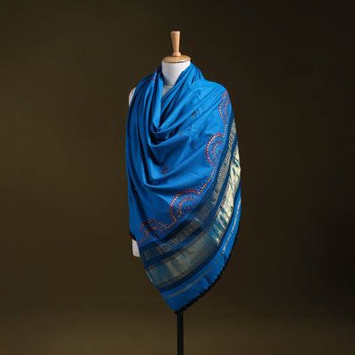 Blue - kutch neran hand embroidery mirror work woollen