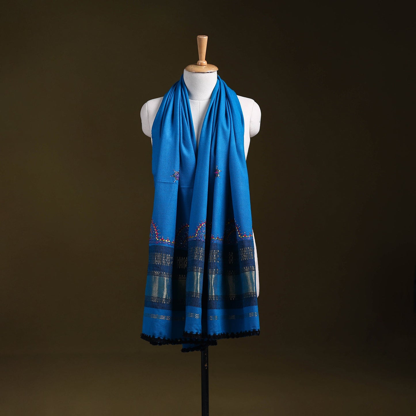 Blue - kutch neran hand embroidery mirror work woollen