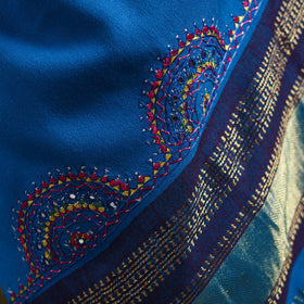 Blue - kutch neran hand embroidery mirror work woollen