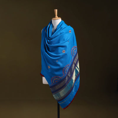 Blue - kutch neran hand embroidery mirror work woollen