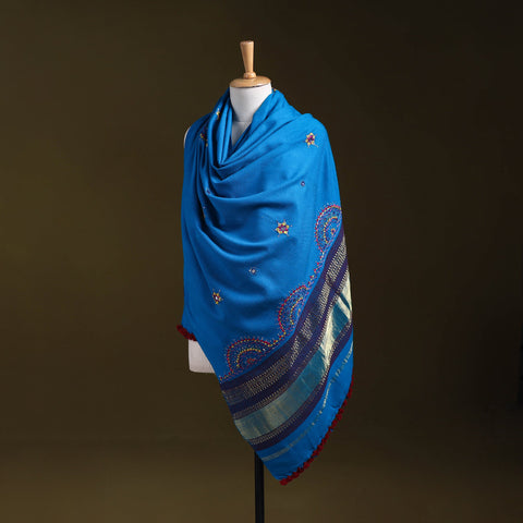 Blue - kutch neran hand embroidery mirror work woollen