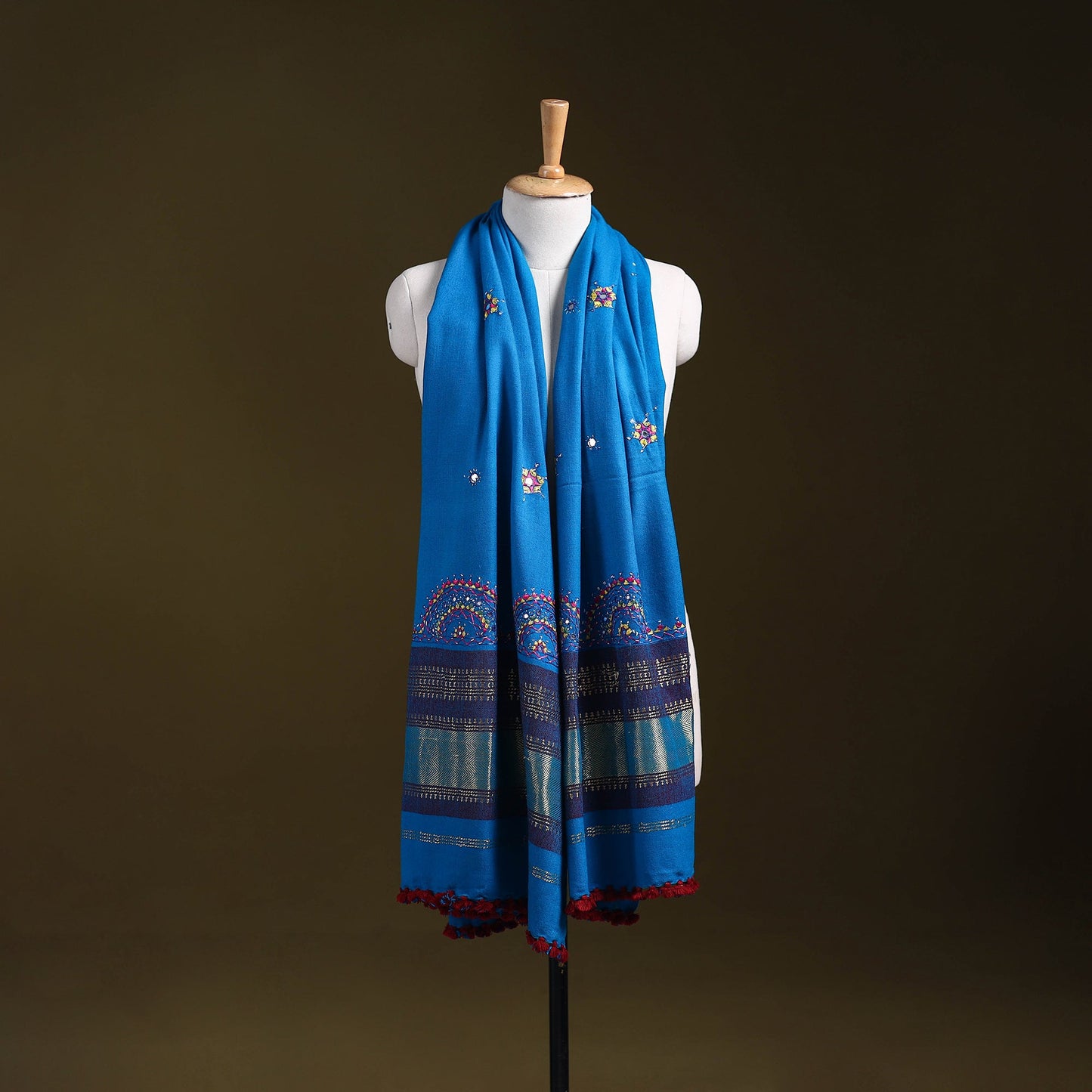 Blue - kutch neran hand embroidery mirror work woollen