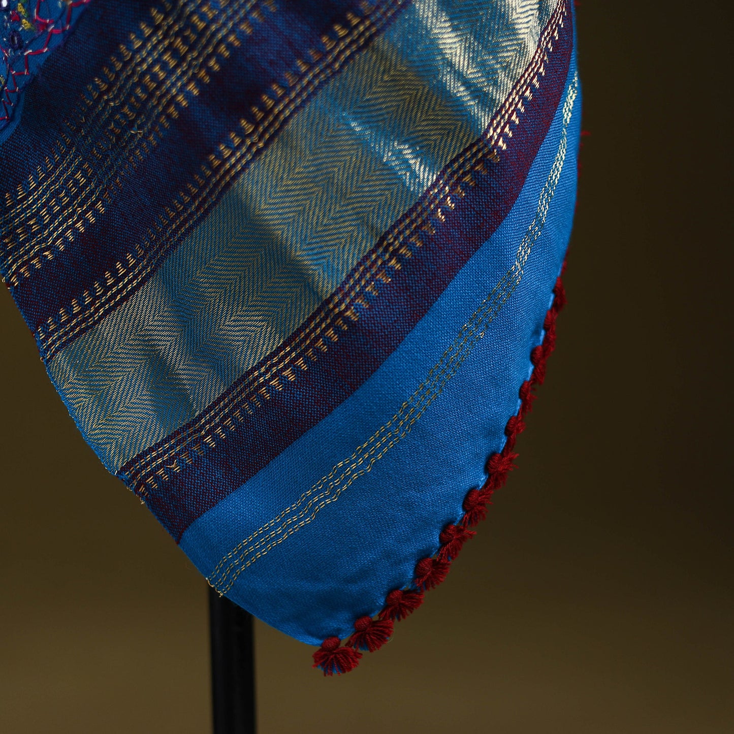 Blue - kutch neran hand embroidery mirror work woollen