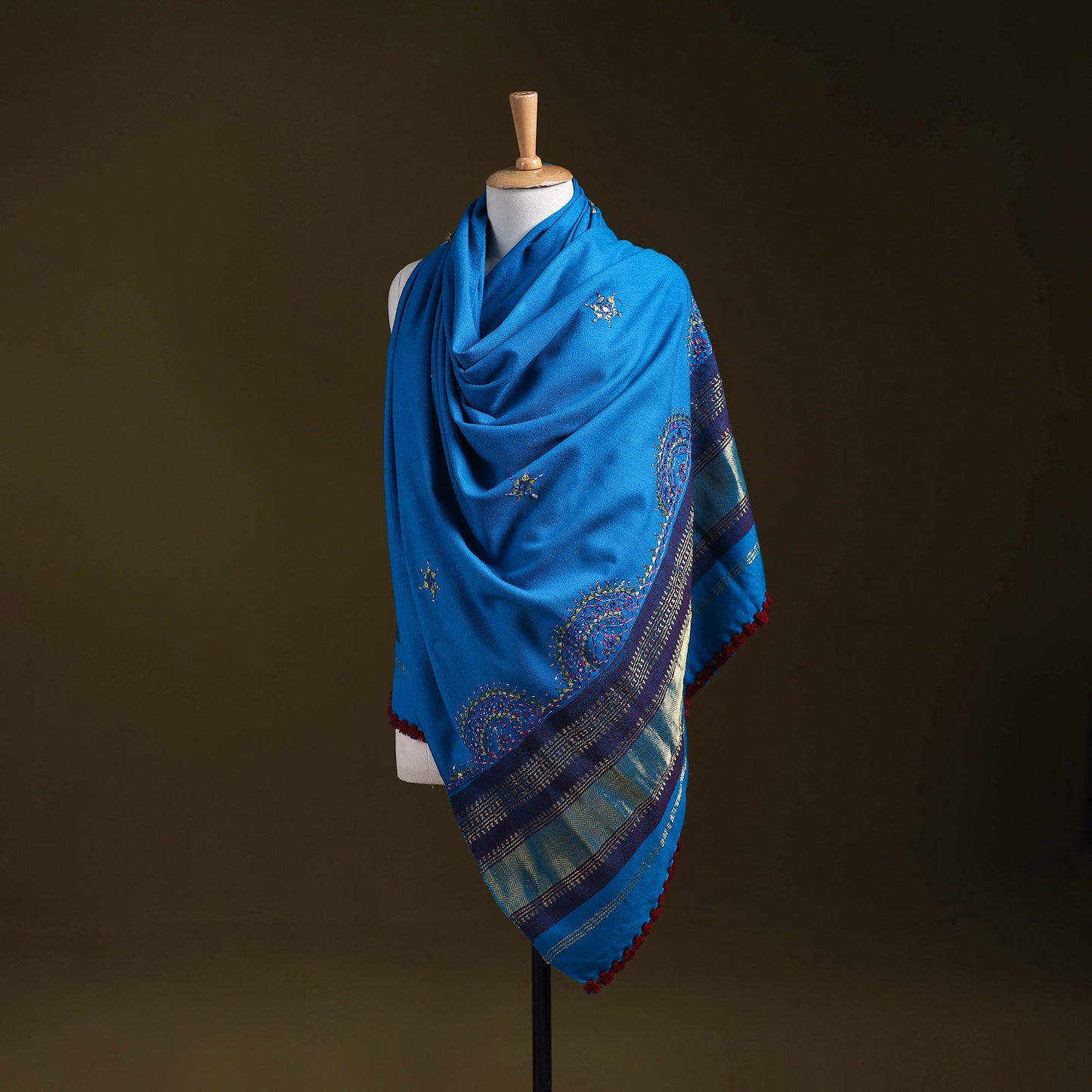 Blue - kutch neran hand embroidery mirror work woollen