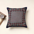 Blue Kutch Neran Hand Embroidery Silk Cushion Cover