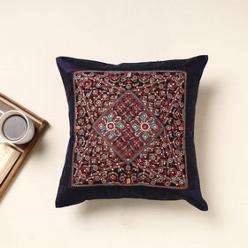 Buy Blue Kutch Pakko Hand Embroidery Silk Cushion Cover