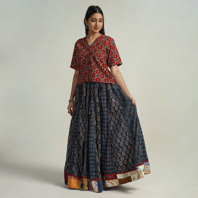 Blue - kutch printed 24 kali cotton long skirt 13