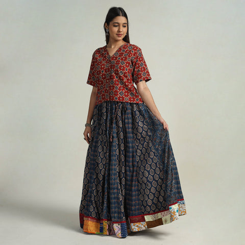 Blue - kutch printed 24 kali cotton long skirt 13