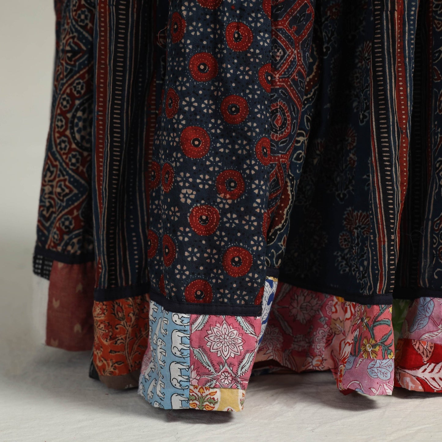Blue - kutch printed 24 kali cotton long skirt 28
