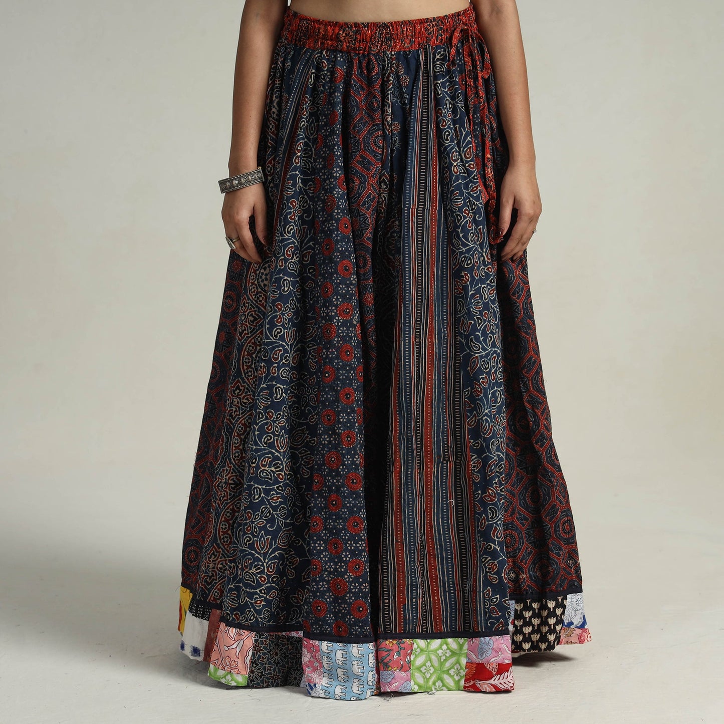 Blue - kutch printed 24 kali cotton long skirt 28