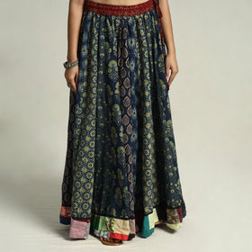 Blue - kutch printed 24 kali cotton long skirt 48
