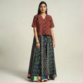 Blue - kutch printed 24 kali cotton long skirt 48