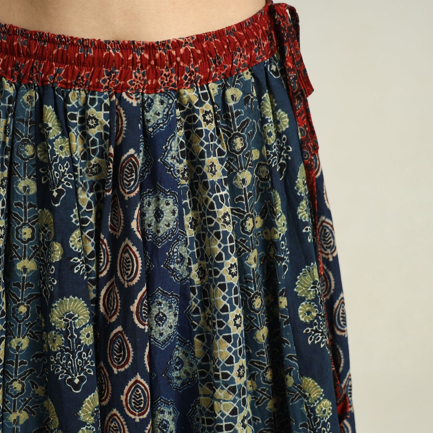 Blue - kutch printed 24 kali cotton long skirt 48