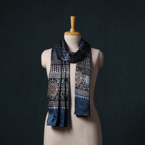 Kutch printed mashru silk stole 09 - handcrafted